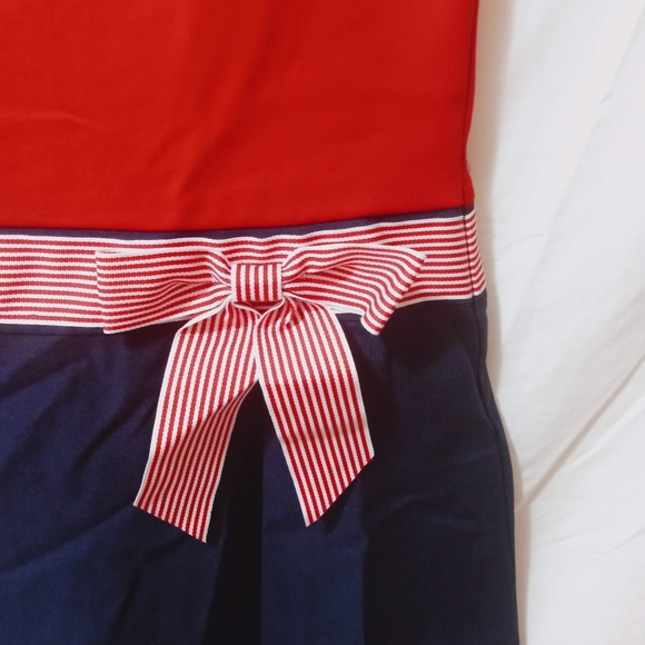 Girls red and navy Bonnie jean size 14 dress with striped bow. - Picture 6 of 7